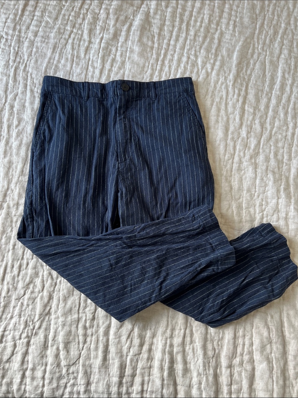 Uniqlo Navy Pinstripe Casual Trousers